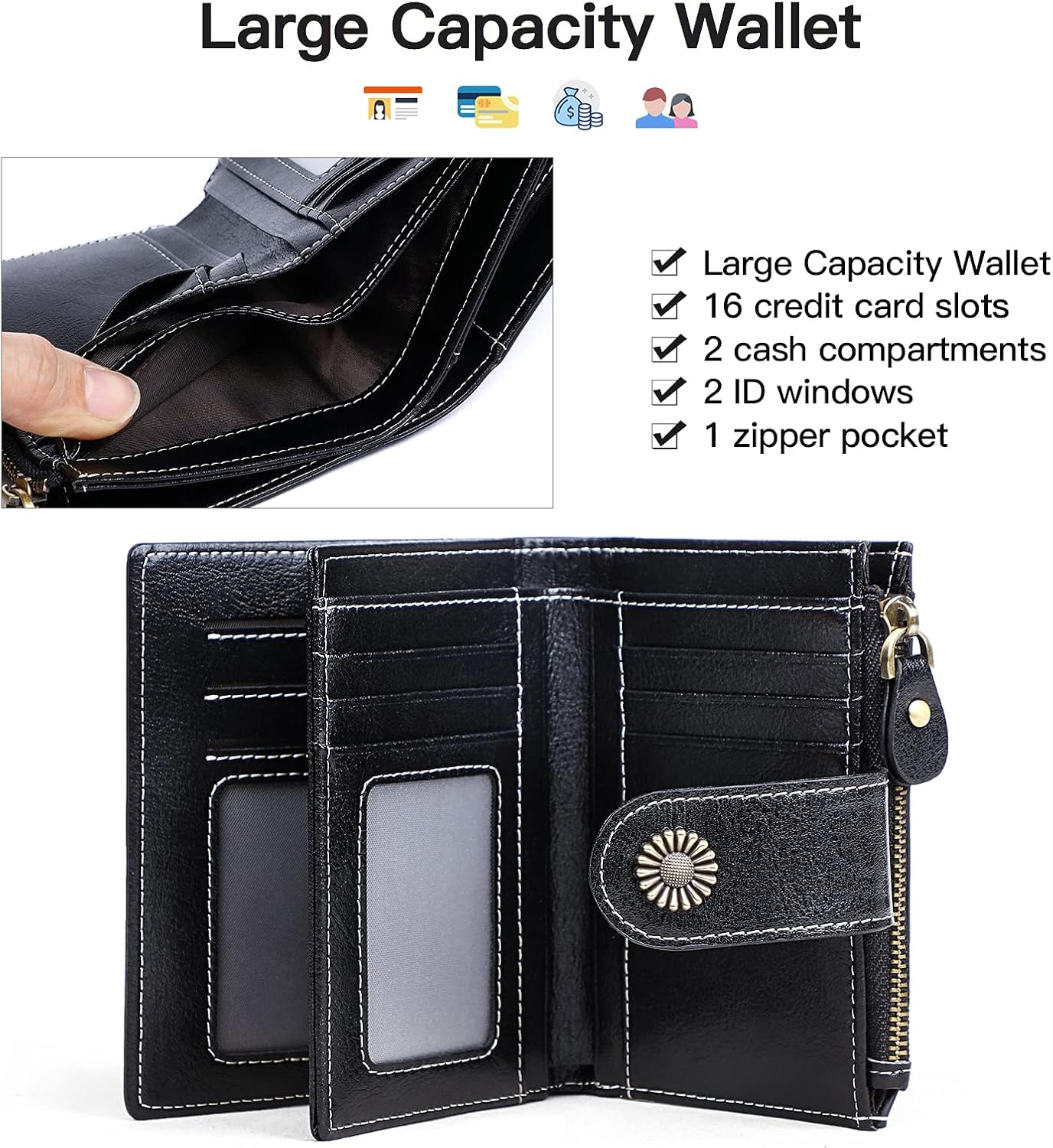 women's wallet with 2 id windows Online Sale