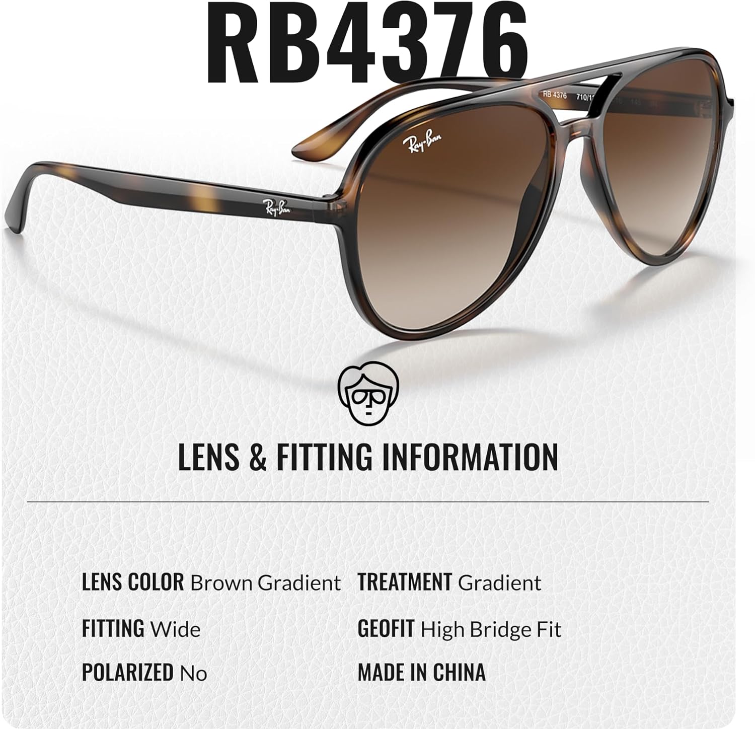 Ray-Ban RB4376 Pilot Shaped Sunglasses for Men & Women with Official RAYBAN Eyewear Kit - Image 4