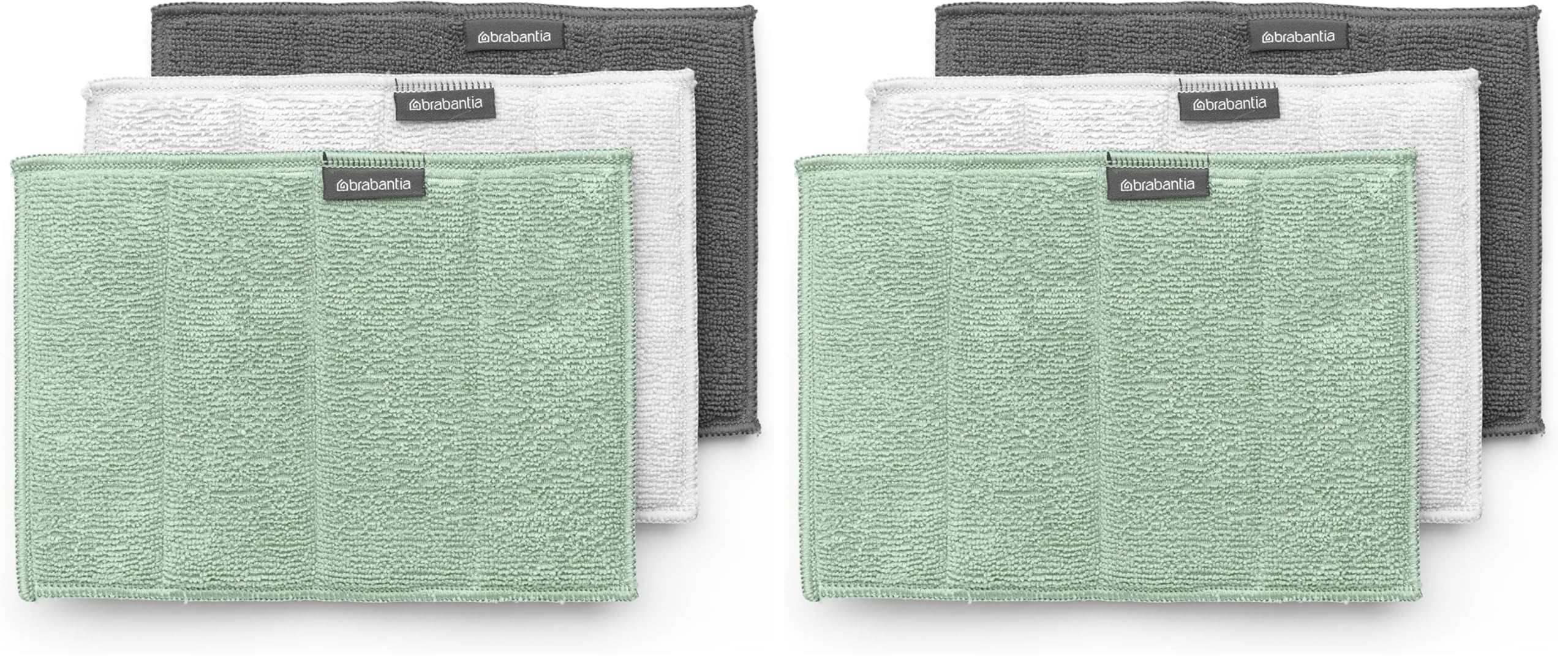 Brabantia - Sinkside Reinigungstücher Mikrofaser - Maschinenwaschbar - Saugt das 7-Fache Seines Eigengewichts Auf - Für die Reinigung von Geschirr, Arbeitsflächen & Spiegeln - 3er Set (Packung mit 2)