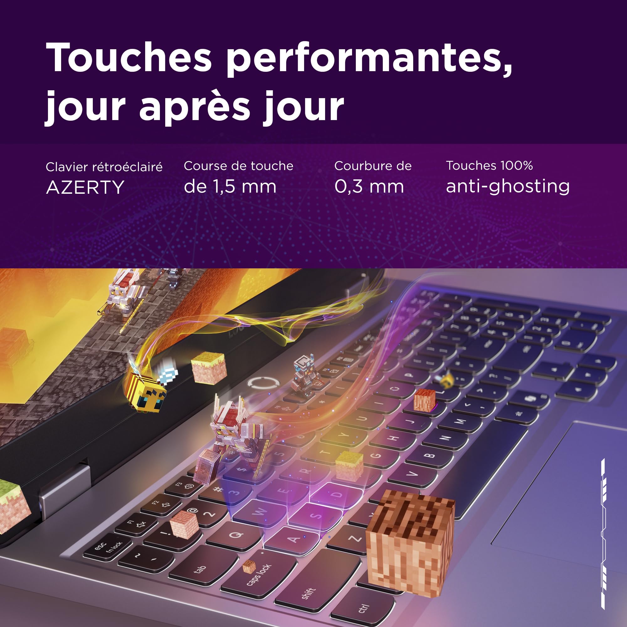 Lenovo LOQ 15IRX10 Ordinateur Portable Gaming 15.6" FHD 144Hz Intel Core i5-13450HX RAM 16Go SSD 512Go NVIDIA RTX 5060 8GB Clavier AZERTY Gris