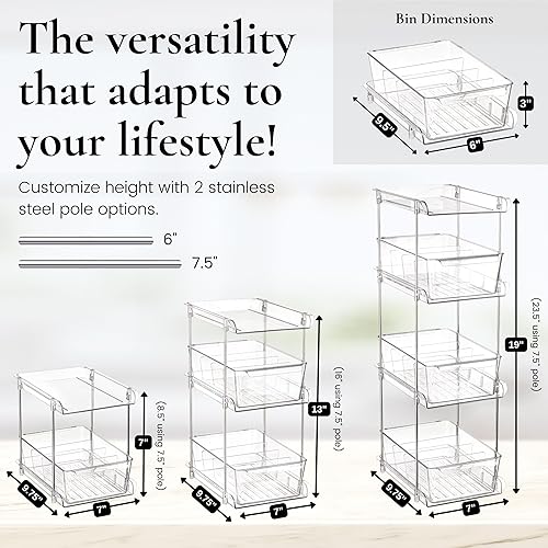 Miniatura 3 de Organizador transparente de 3 niveles para fregadero de baño, cajón extraíble  Organizador de gabinete de baño debajo del fregadero  Organizador