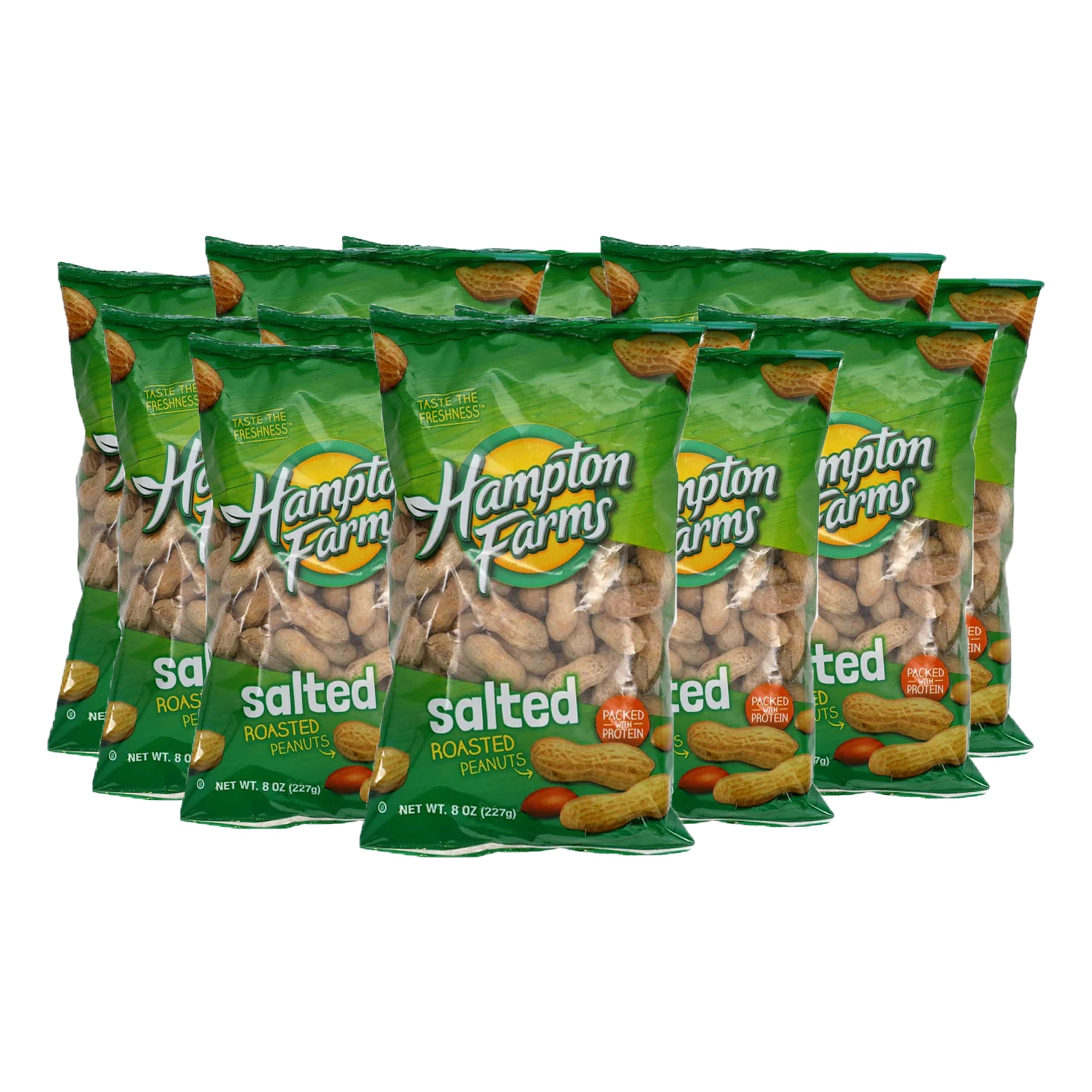 Hampton's Roasted Salted In Shell Peanuts, 8 Ounce Bag (12-Pack)