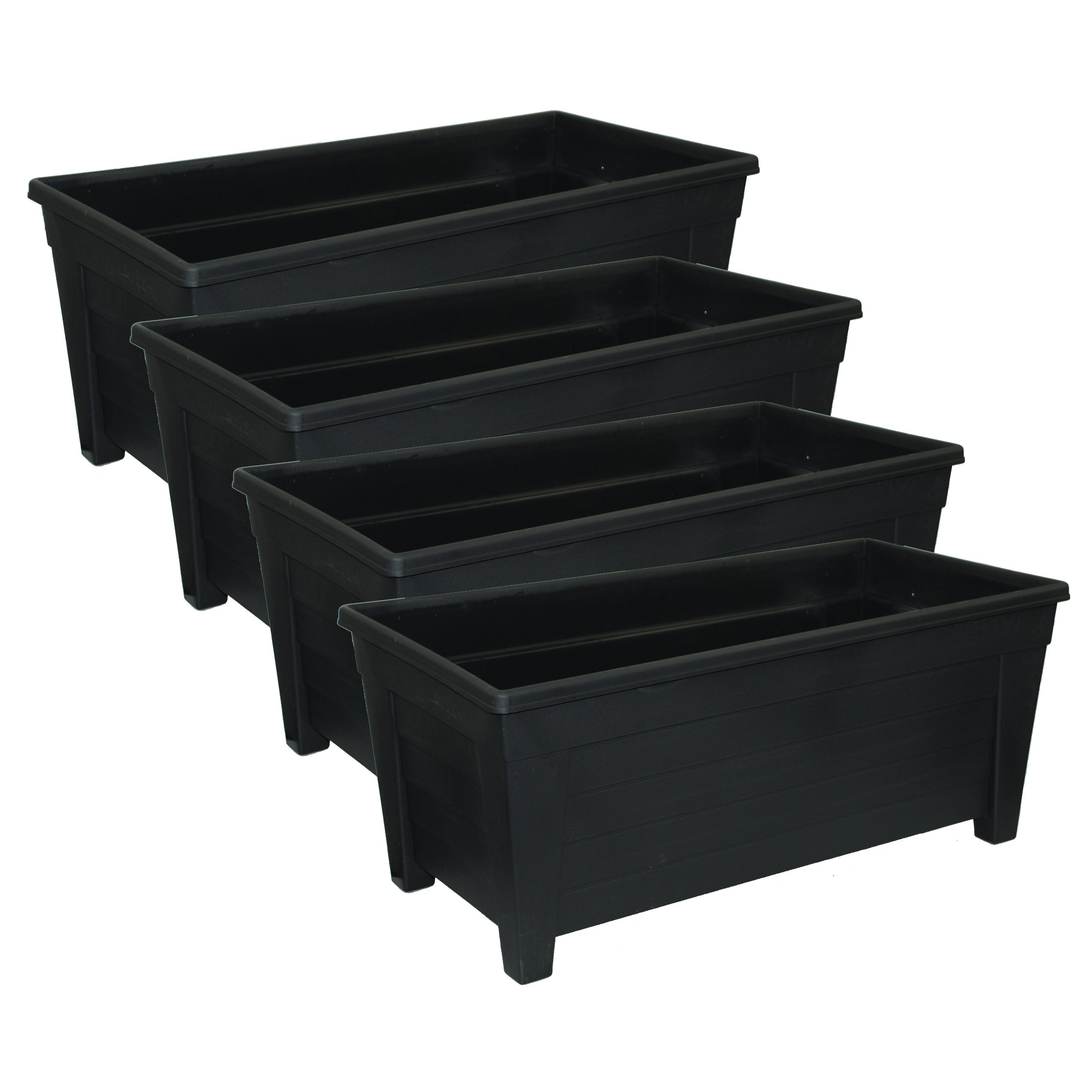Buy 4 x Ebony/Black Trough Plastic Garden Planter Indoor & Outdoor