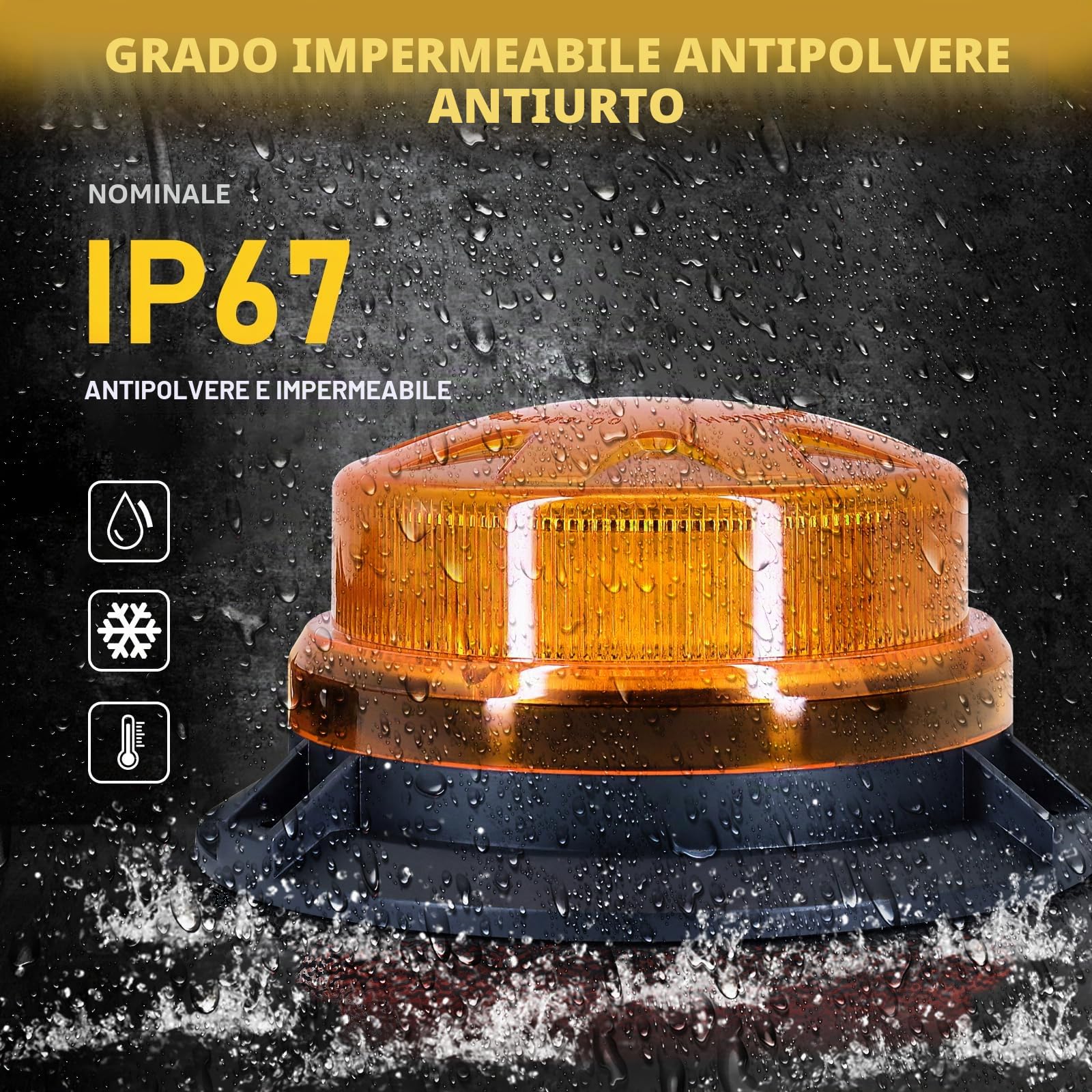 AnTom lampeggiante led, 12V-24V LED Giallo Avvertimento luci lampeggianti con cavo magnetico e cavo da 3 Meters per veicoli Carrelli elevatori per trattori golf UTV-Nuovi aggiornamenti…