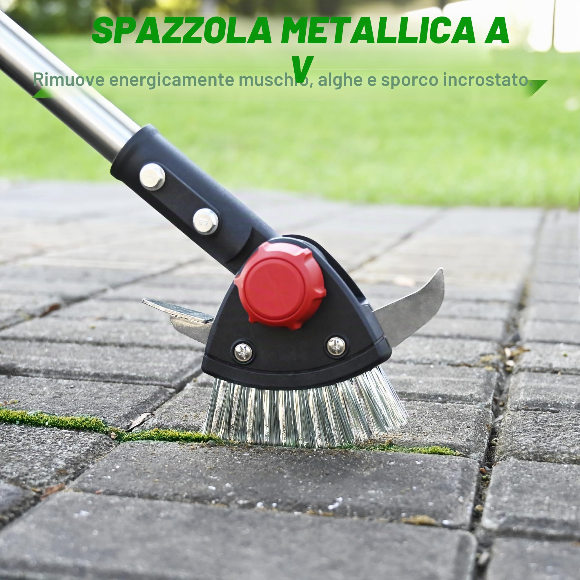 BARAYSTUS Estirpatore Erbacce Manuale 3 in 1, con manico regolabile, spazzola e 2 raschietti in acciaio inox, per rimuovere erbacce e muschio da giunti e vialetti