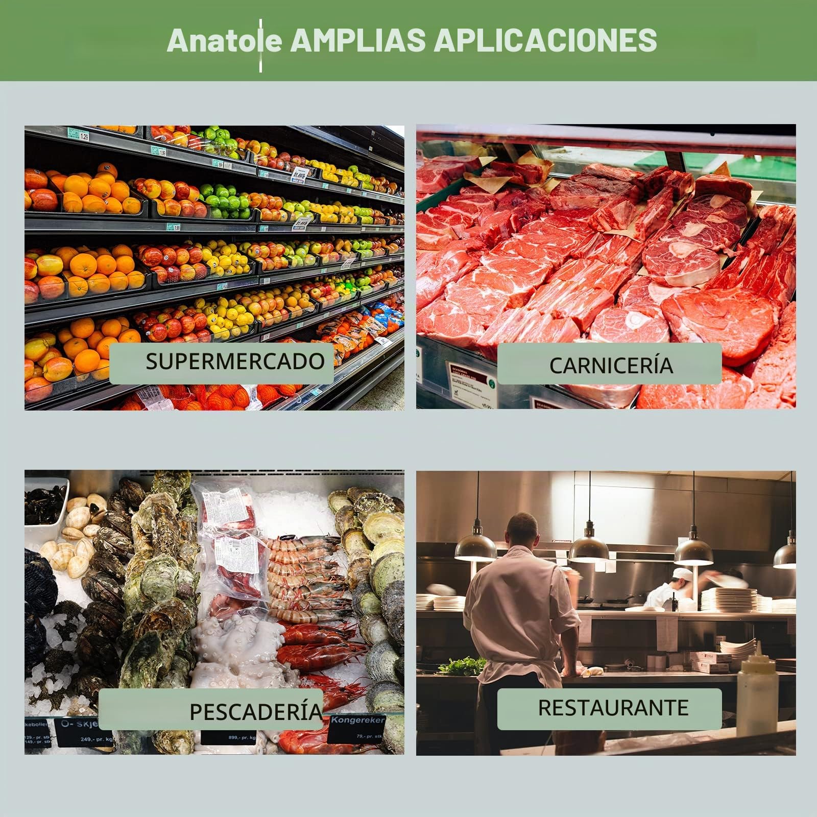 Anatole Envasadora de Film de Alimentos Frescos Comercial con Tabla de Calentamiento Integrada Sellador y Corte de Film Eléctrico Acero Inoxidable 450mm para Verduras Frutas Carne Supermercados