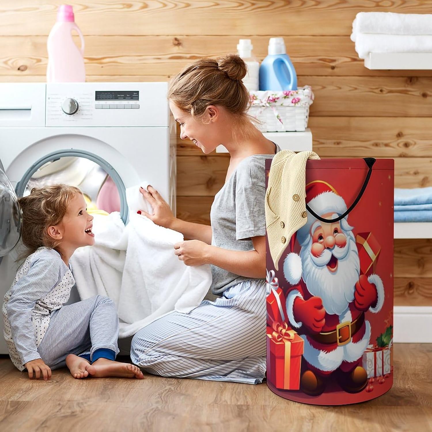 Santa Claus Xmas Gifts Laundry Basket Laundry Hamper Clothes Hamper Collapsible Laundry Baskets Large Laundry Basket Clothes Hampers for Laundry Tall Laundry Basket for Toy
