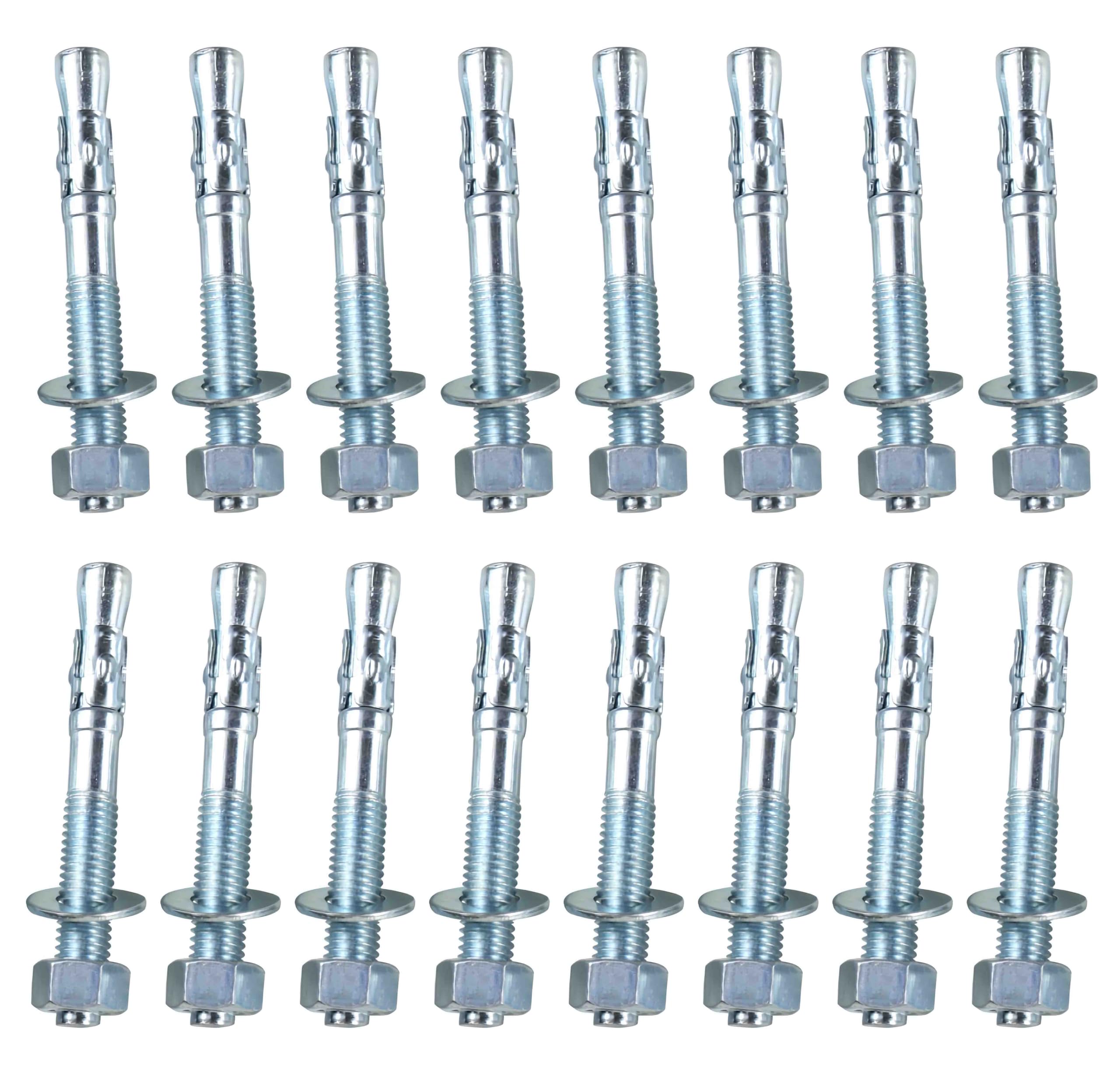 Metalsuberg 1/2"x4"Wedge Anchors by Zinced of Heavy-Duty Fastener for Cement and Concrete (16pcs Pack)