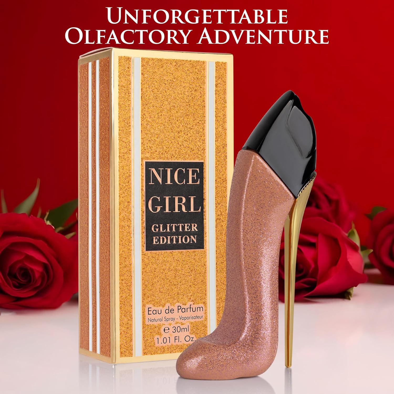 URBAN COLLECTION Nice Girl Glitter Edition 30ml- Oriental Floral Fragrance For Women - Top Notes of Almond, Coffee, Bergamot & Lemon - Base Scent of Tonka Bean, Cacao, Vanilla, Cashmere & Cinnamon - Image 4