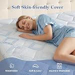 BedStory Queen Firm Matelas Topper - Gel de refroidissement Queen Matelas Pad avec des paillettes pour le soulagement de la douleur au dos, respirant & Topper de lit non glissant avec housse lavable amovible 2 Certifié CertiPUR-US