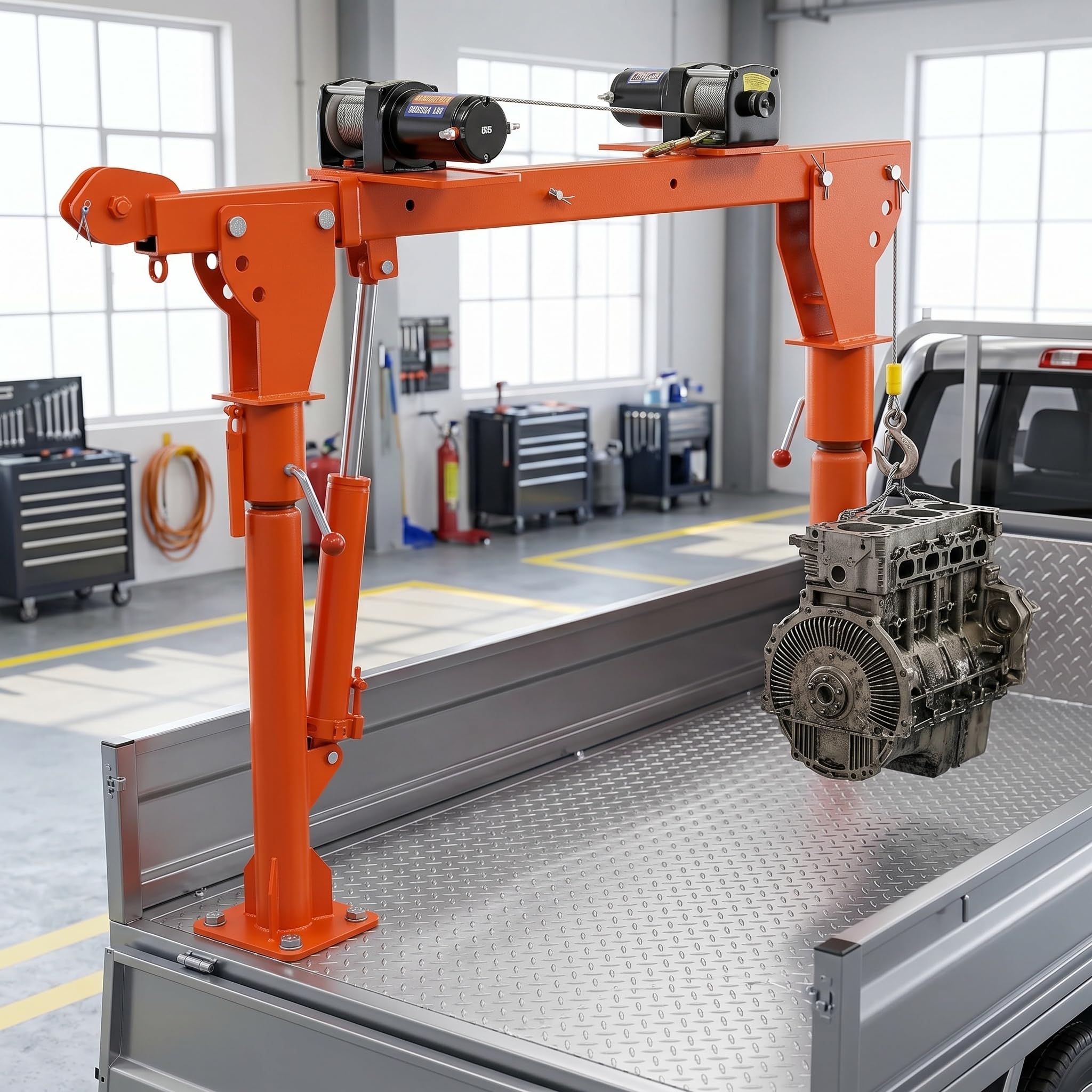 Verstellbarer LKW-ladekran Mit Fernbedienung, Auslegerkran Für Pick-ups, Haken Aus Legiertem Stahl, Elektrische Winde, Vielseitige Höhen- Und Armlängenverstellung