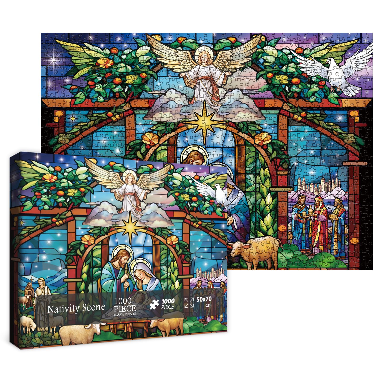 Amazon | キリスト降誕シーンパズル ステンドグラス 1000ピース 大人用