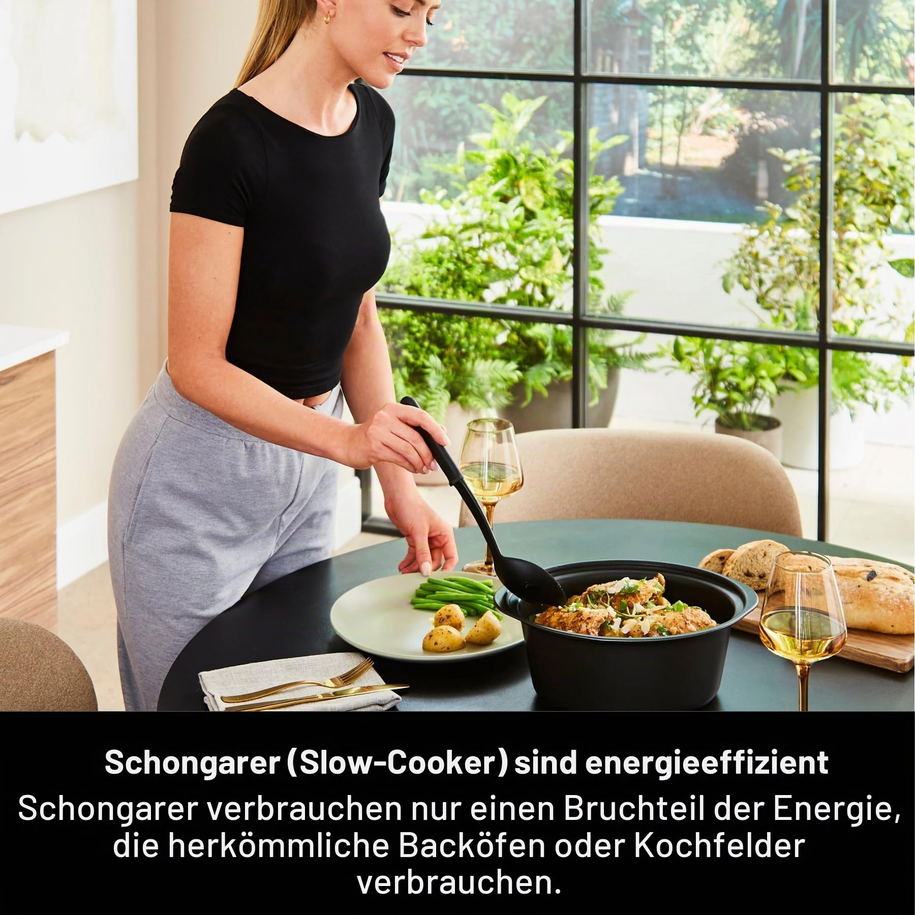 Morphy Richards Sear & Stew 460022 Ovaler Schongarer, spülmaschinenfest, antihaftbeschichteter Aluminiumtopf, Cool-Touch-Griffe, Glasdeckel, mattes Finish, 163 W, Titan