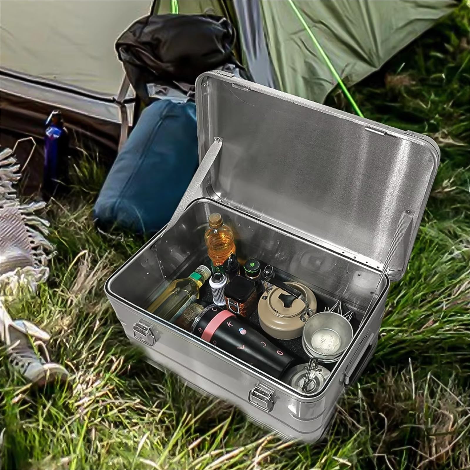 Scatola portaoggetti in lega di alluminio di grande capacità da 30-80 litri - Borsa da esterno for campeggio, picnic, viaggi e accessori for escursionismo