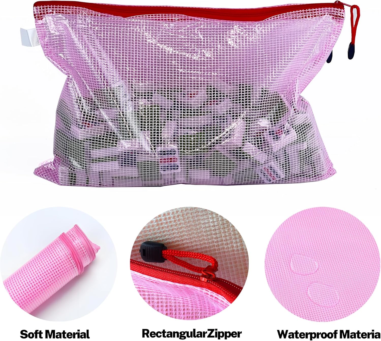 2Pack Mahjong Tile Bag, Mahjong Storage Bag with Zipper for Organizing Classroom Board Game Organization, Mahjong Gifts Accessories, Case Only (Pink)