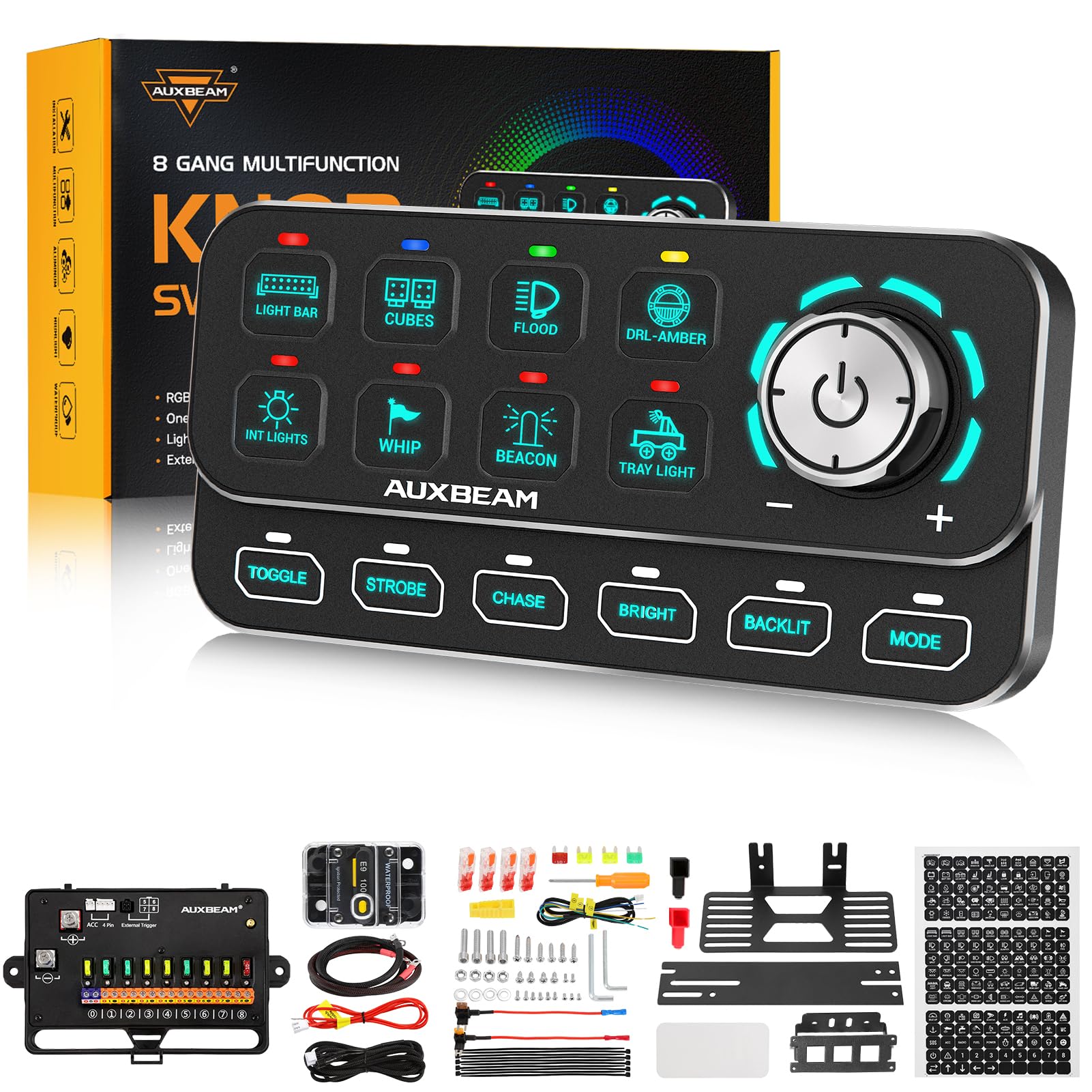 Amazon.co.jp: Auxbeam KS-80 8ギャングスイッチパネル ロータリーノブ