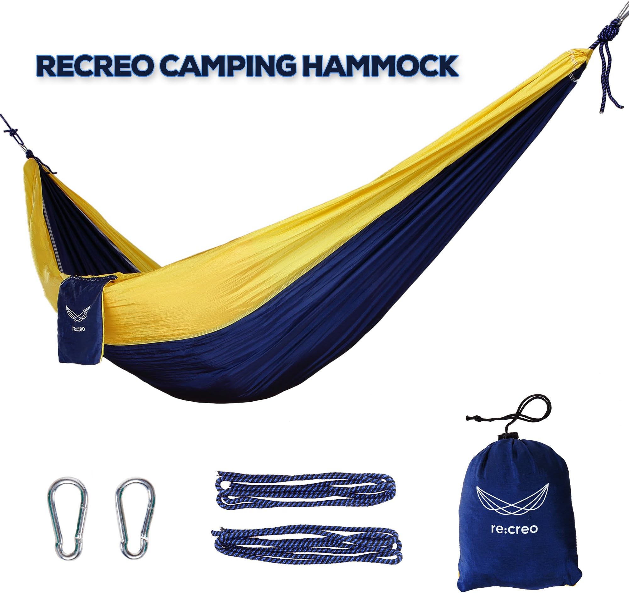 recreo Best Camping Hammock- Premium Quality Tree Hammock- Lightweight & Portable Backpacking Swing Chair- Holds Up to 400 lbs Indoors & Outdoors - Storage Bag Included for Compact Design