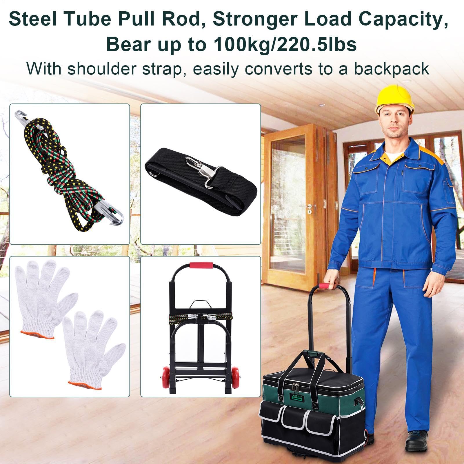 Sac à outils à roulettes, Sac à outils à roulettes - Sac de transport, organisateur durable - Boîte à outils à roulettes avec poignée télescopique, organisateur de chantier edil