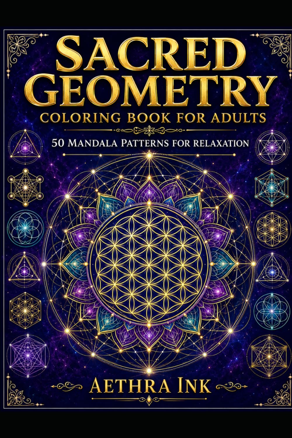 Sacred Geometry Coloring Book for Adults: 50 Mandala Patterns for Relaxation