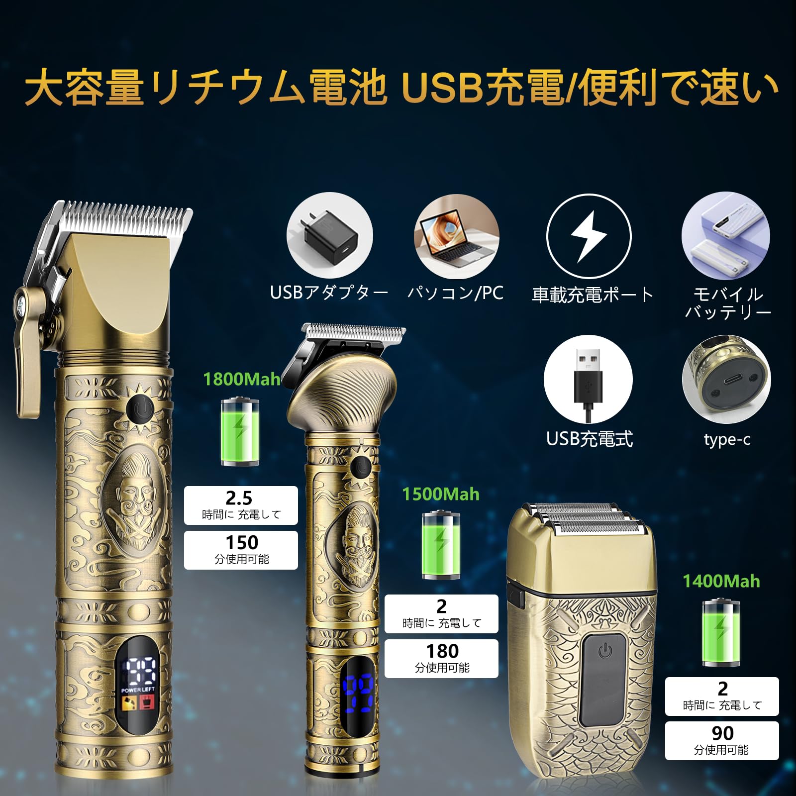 Amazon.co.jp: Soonsell メンズバリカンセット 往復式シェーバー 鼻毛
