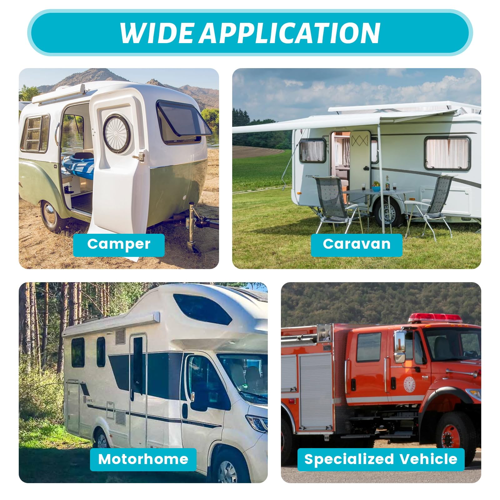 Finestra per roulotte, finestre laterali, camper, finestre, camper, finestra esterna con tenda a rullo integrata e zanzariera, per roulotte, furgoni, camper, camper, 450 x 500 mm