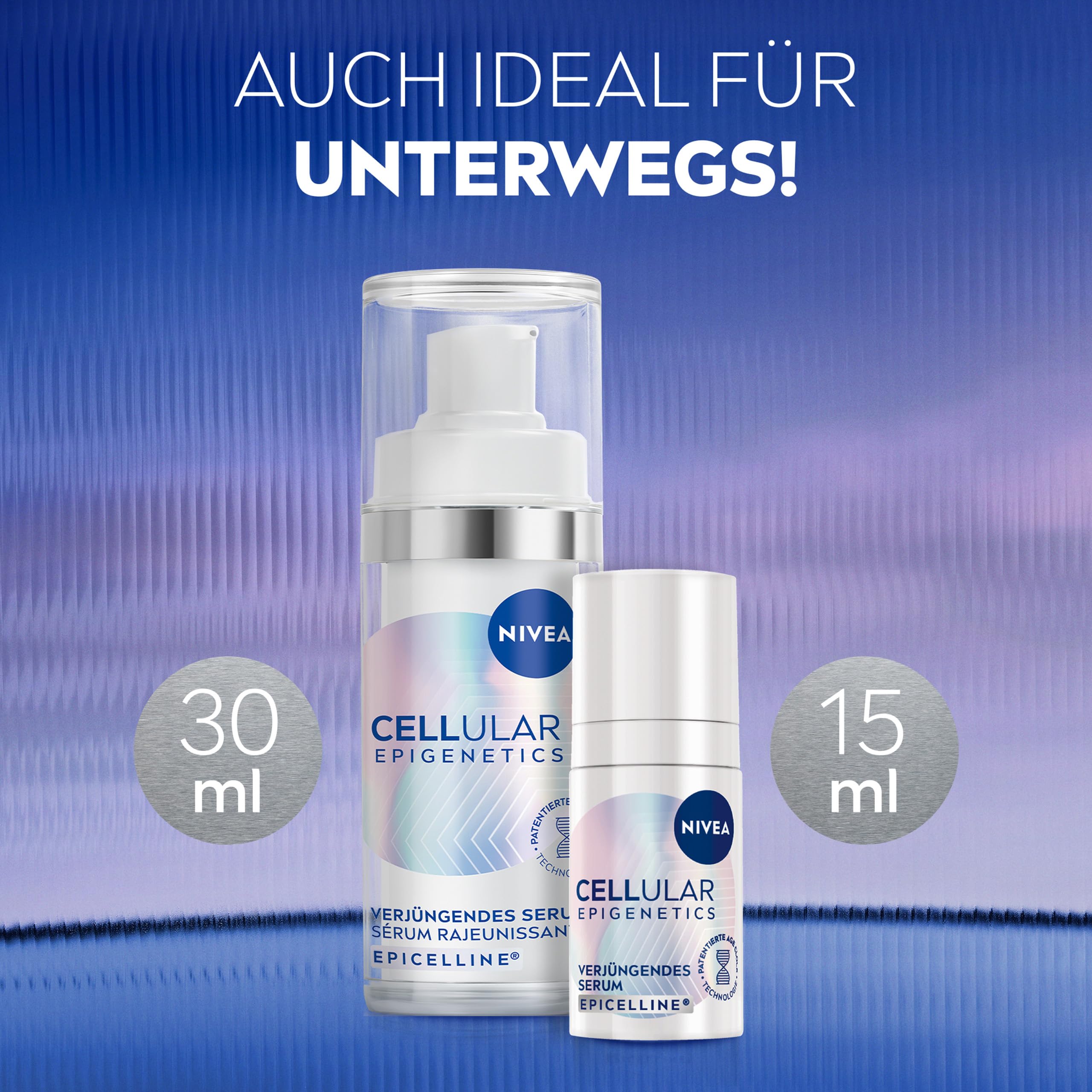 NIVEA Cellular Epigenetics Verjüngendes Serum mit EPICELLINE, setzt das Hautalter in 2 Wochen zurück, revolutionäre Gesichtspflege mit 3 Arten Hyaluronsäure (30 ml)