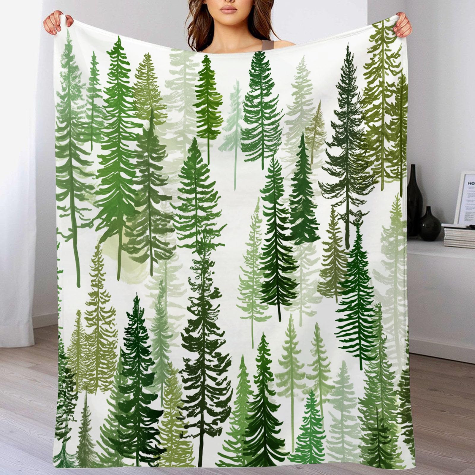 Couverture polaire flanelle microfibre douce vert chaud jete de canape