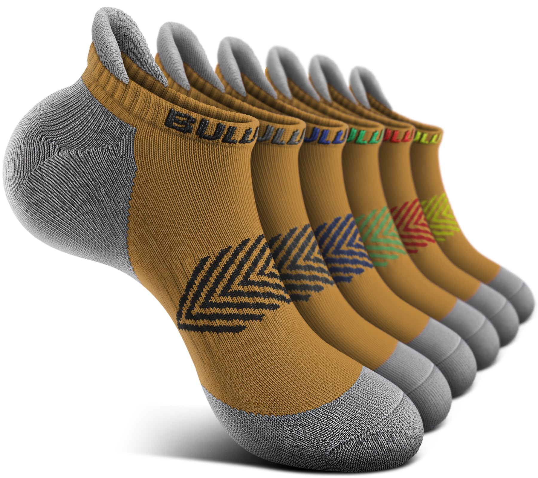 BULLIANT Women Cushioned Running Ankle Socks Anti-Slip Y-Heel No Show 6Pack