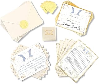 Tooth Fairy Letter Kit with 5 Virtue-Themed Tooth Fairy Letter Poems, 5 Tooth Fairy Envelopes with Seals, 5 Tooth Receipts, 5 Customizable Cash Alternative Certificates, & 1 Tooth Holder