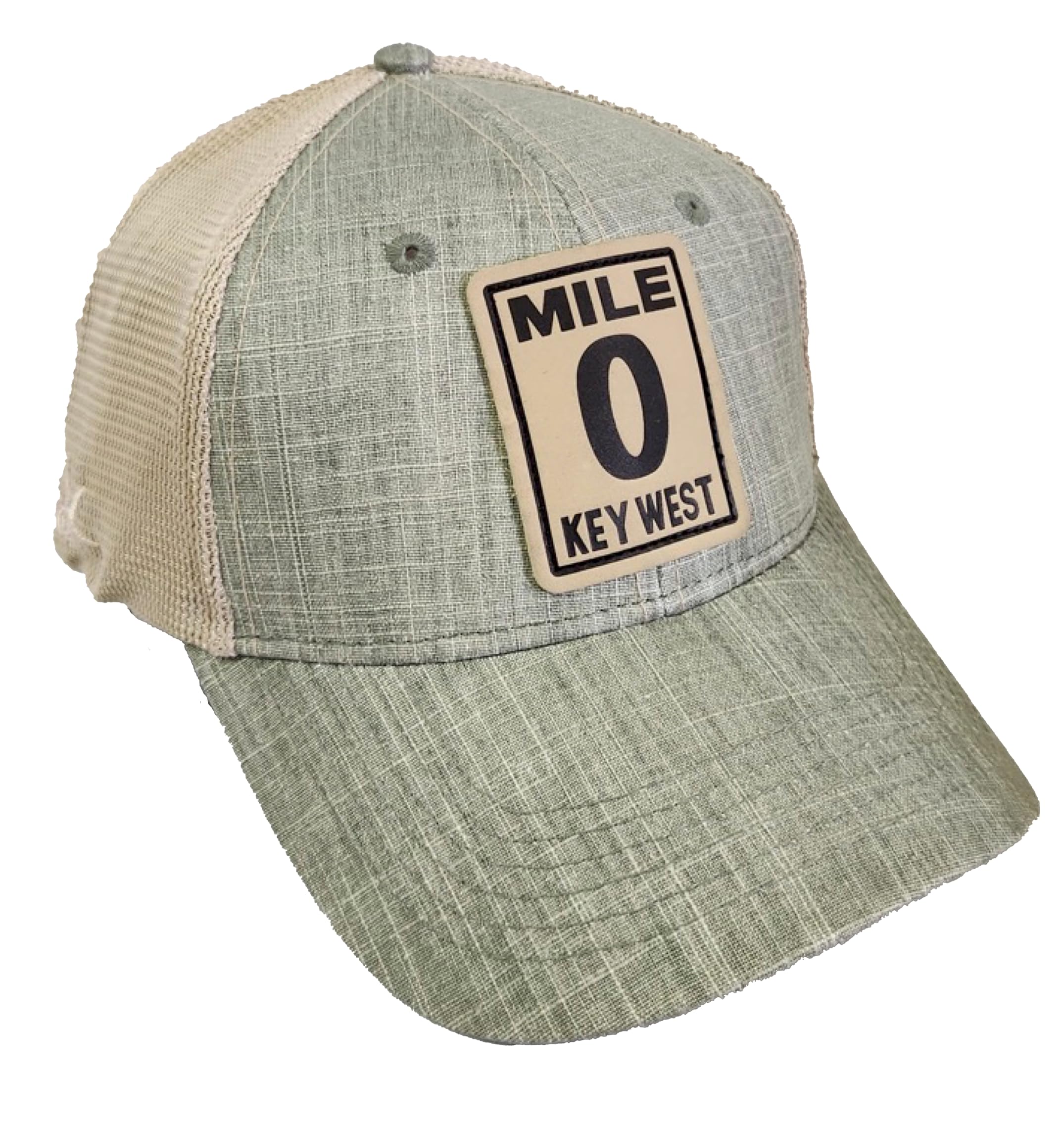 Key West Baseball Cap, Adjustable, Rubbereized Mile 0 Decal, 6 Panel, Cotton and Mesh, Unisex hat