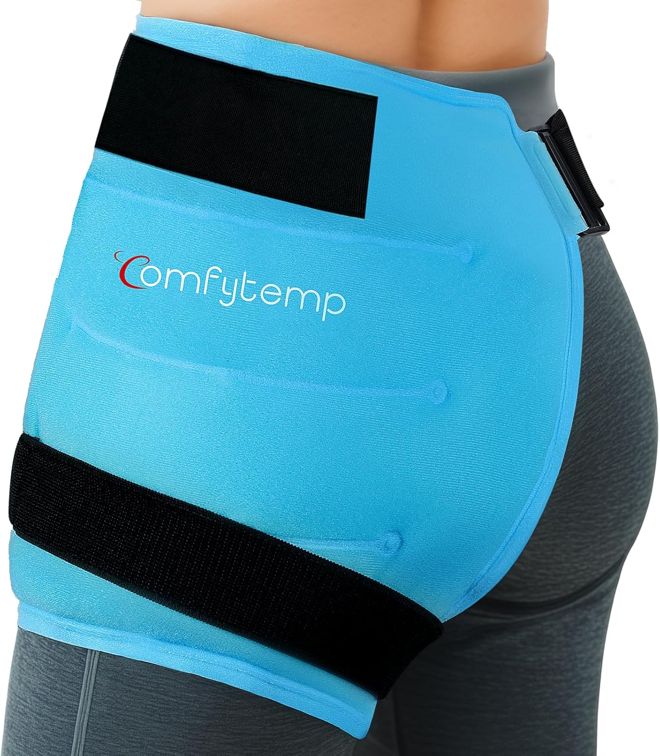Comfytemp Hip Ice Pack Wrap for Sciatica, Hip Replacement Kit, FSA Eligible, Reusable Gel Ice Pack for Injuries, Pain Relief, Cold Compress Surgery Recovery Items Physical Therapy for Men Women (S/M) Blue - S/M S/M