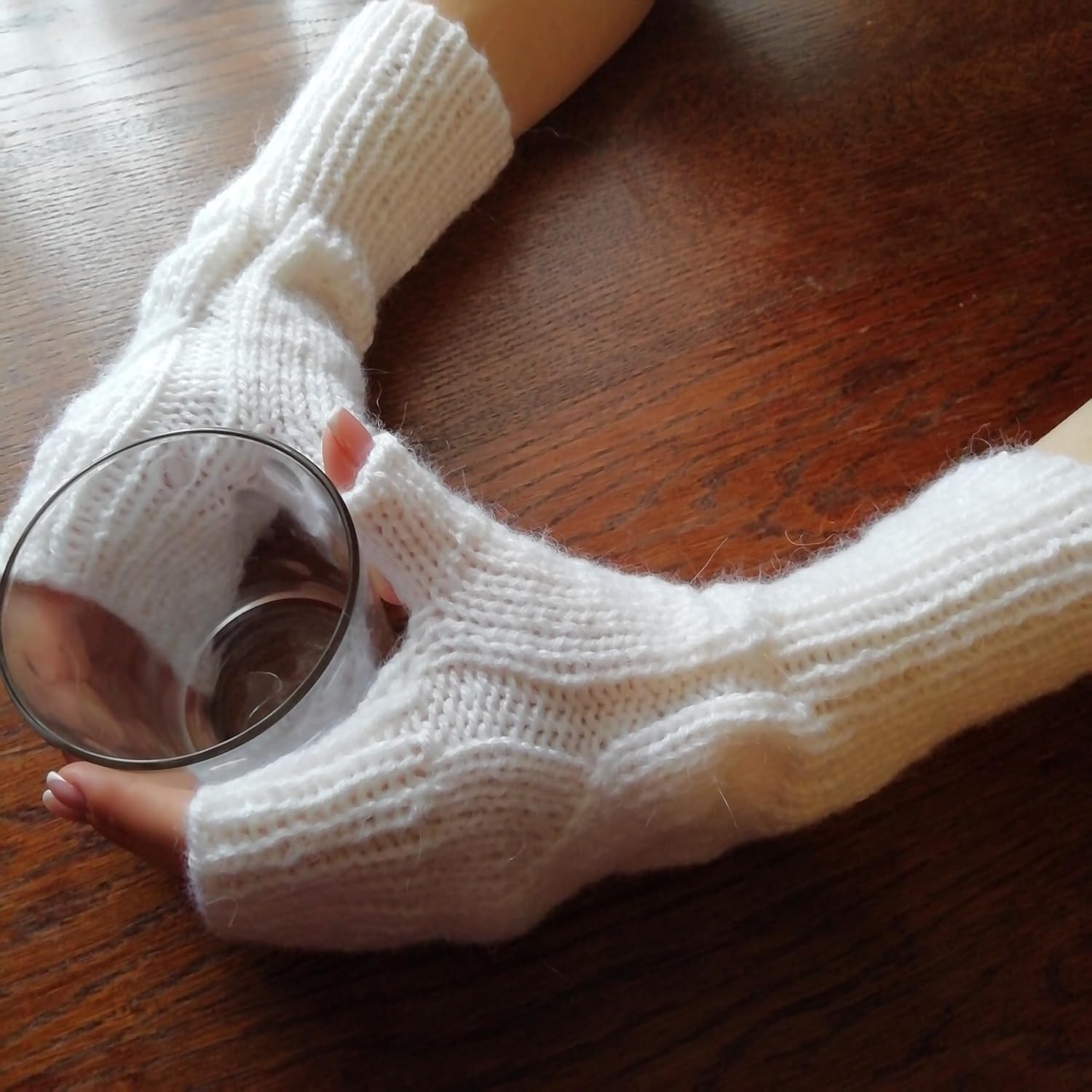 Mittens Soft Warm Fingerless Gloves Women Cozy Winter Cable Knit Hand Warmers Hand Knitted Cold Weather, Typing, Texting