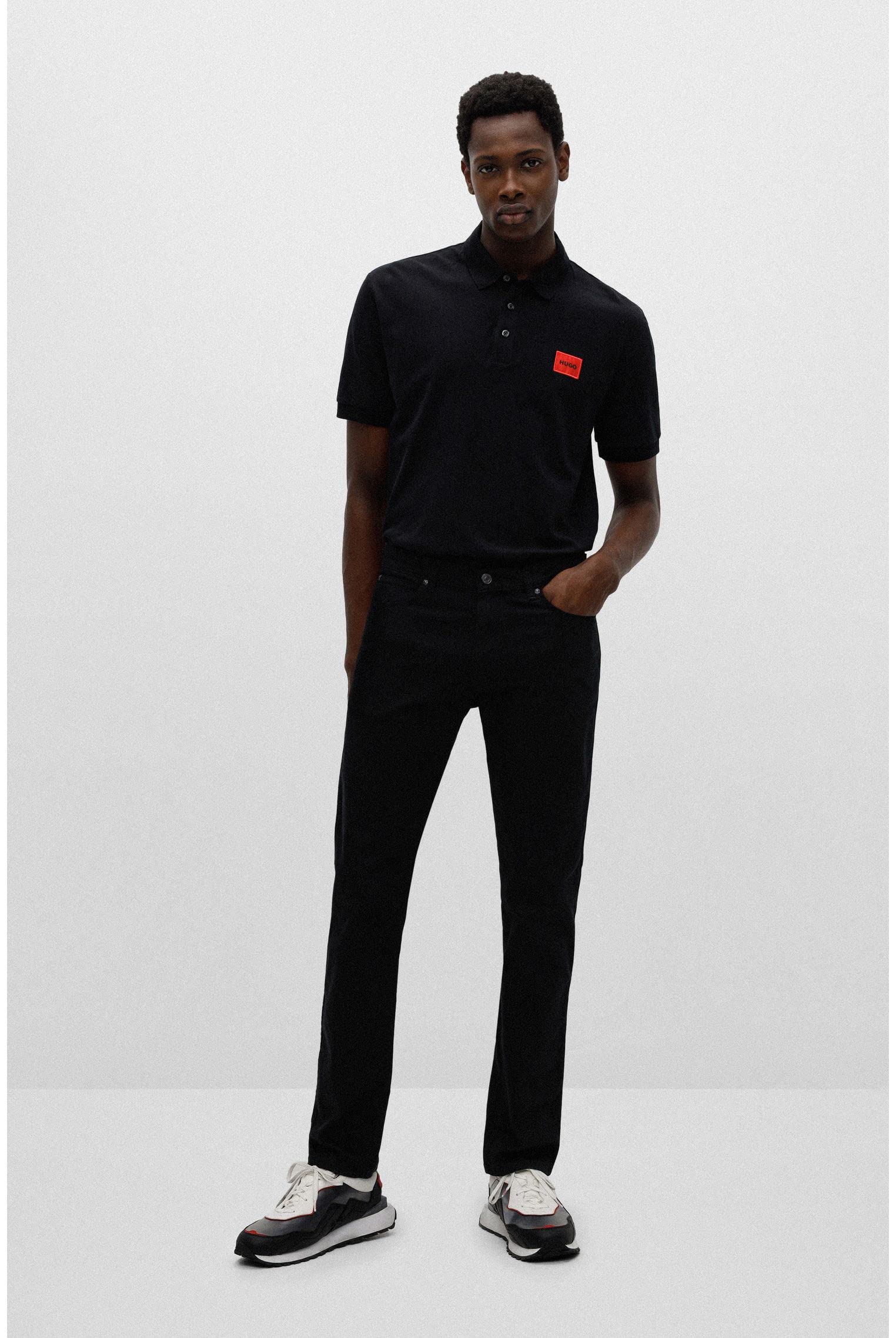 HUGO Herren Dereso222 Slim-Fit Poloshirt aus Baumwoll-Piqué mit Logo-Label