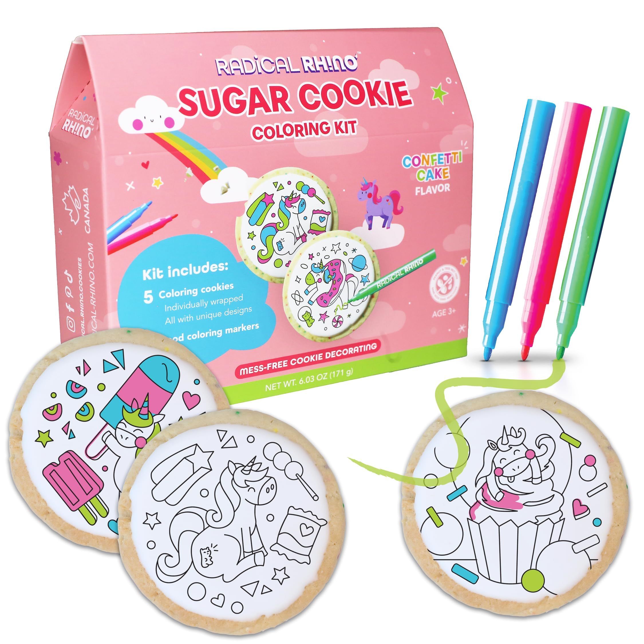 Amazon.com: Radical Rhino Sugar Cookie Coloring Kit - 5 Confetti