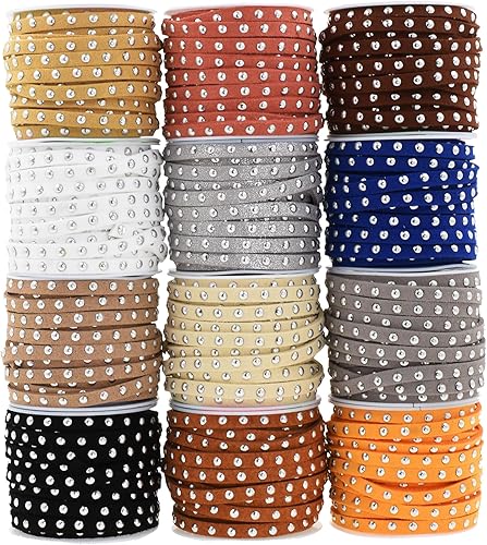 Miniatura 1 de Mandala Crafts Cuerda de gamuza sintética Assoterd de 0.197 in con tachuelas neutras para fabricación de joyas, cinta de piel sintética de 52