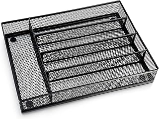 HaWare Cutlery Tray for Drawers, Cutlery Insert Drawer Insert with 5 Compartments, Kitchen/Office, 31.8 x 23.7 x 5 cm, Rust-Proof/Multi-Purpose, Black