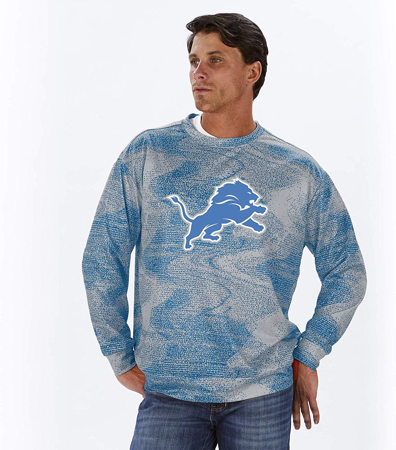 NFL Detroit Lions Men's Crew Neck Sweatshirt, Blue/Silver, XX-Large ...