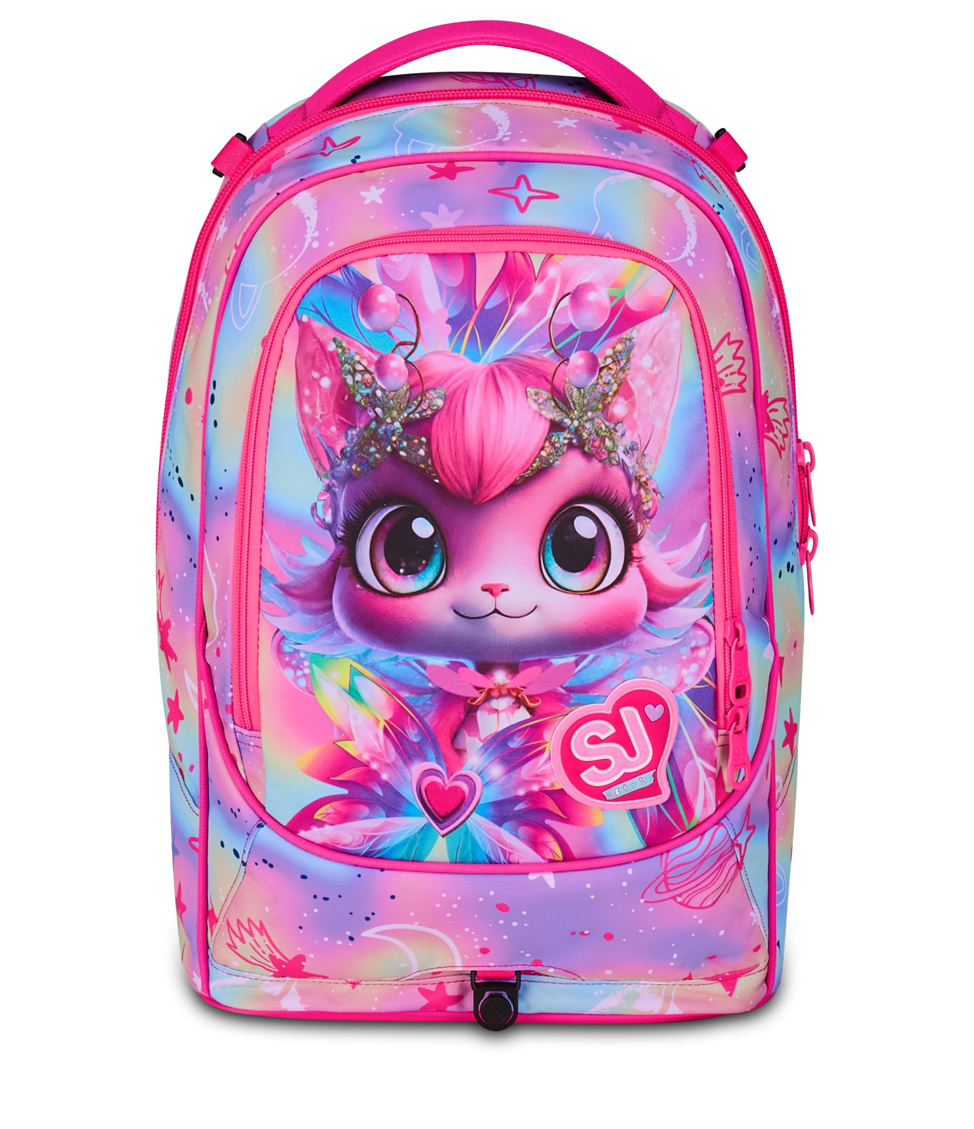 SJ GANG STYLE JAM GANG Trolley Scuola Jack 3 Ruote Cat Led, Fucsia, 3 in 1, Zaino Triplo Uso con Carrello Sganciabile, 33 L, Zaino Scuola Elementare, Zaino Bambina