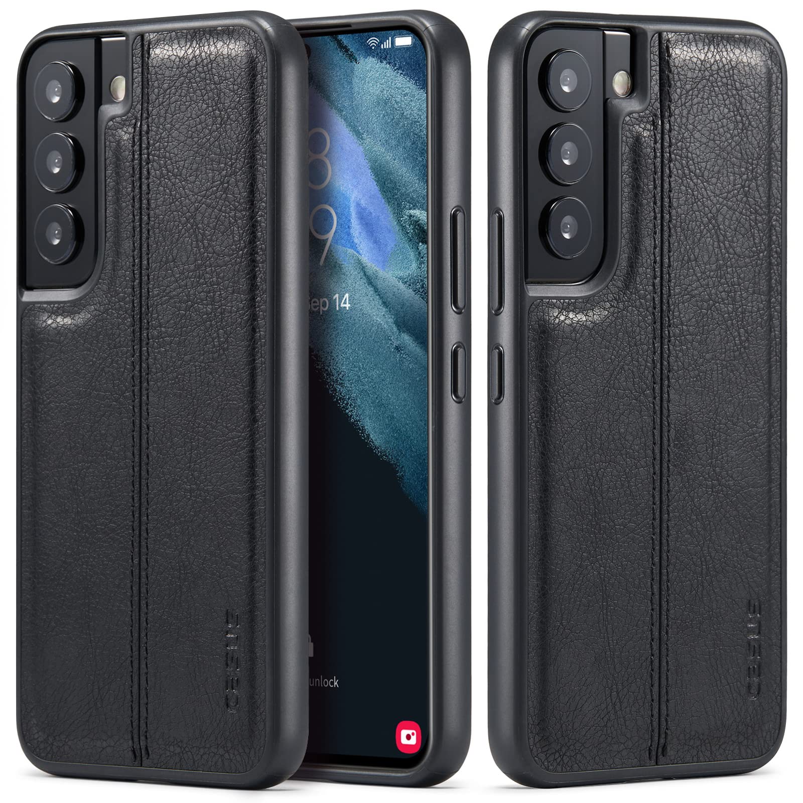 Photo 1 of 5 cases- Casus Cases Designed for Samsung Galaxy S22 Case Slim Premium Vegan Leather Professional Classic Luxury Elegant Thin Cover (2022) (Black)