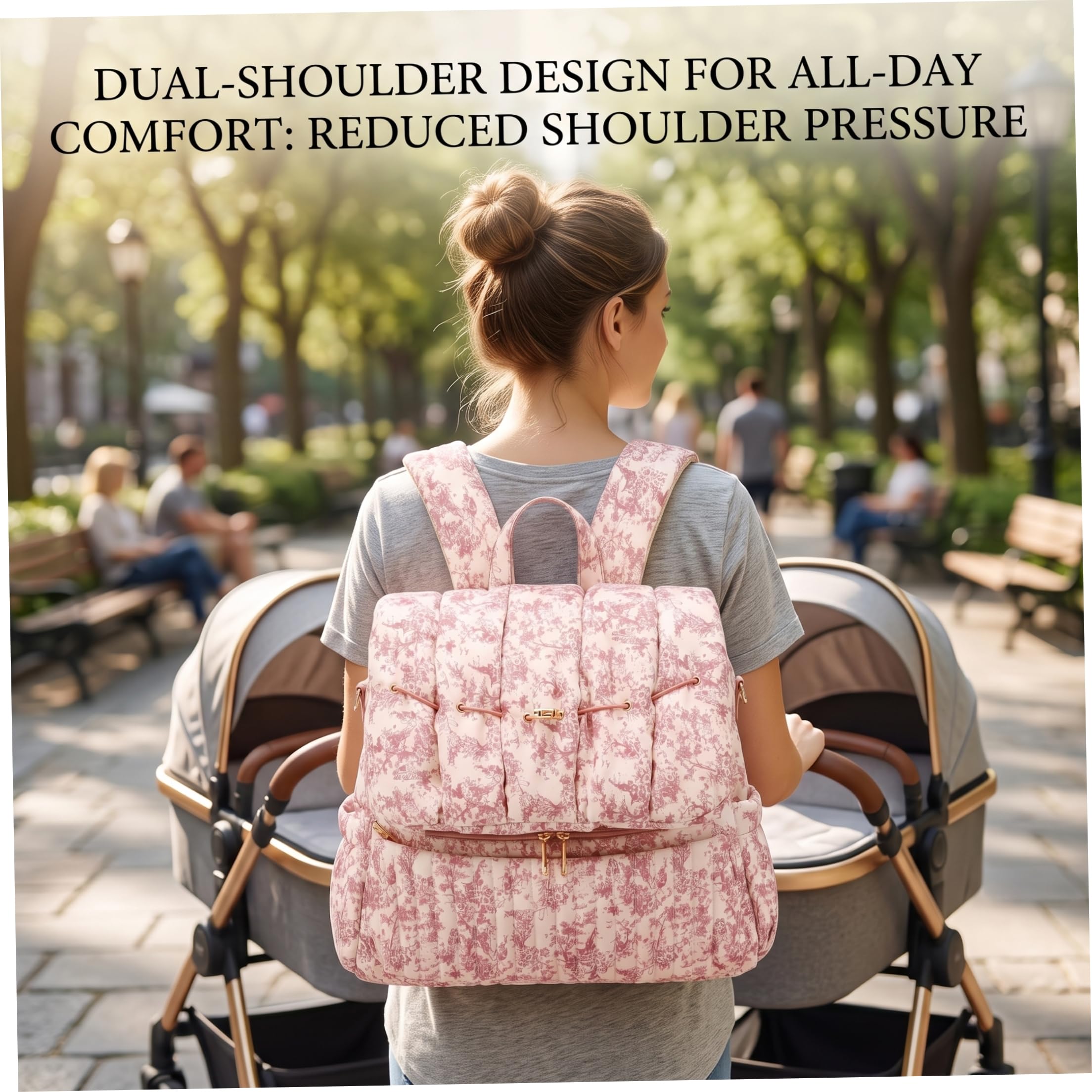 Mochila para pañales, bolsa de pañales acolchada ligera con almacenamiento organizado, color rojo vino