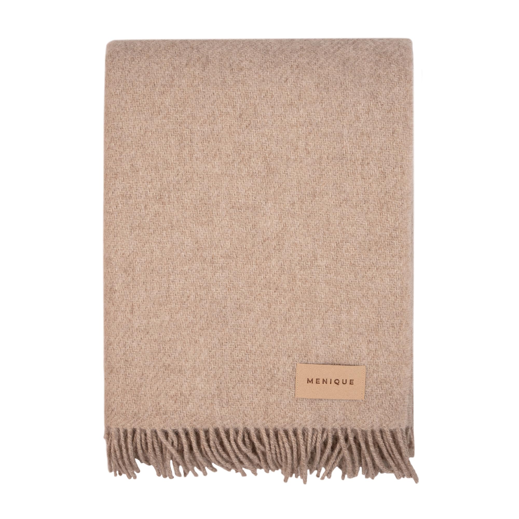 Plaid 125x180 cm ESTRELA gaze de coton et laine beige naturel