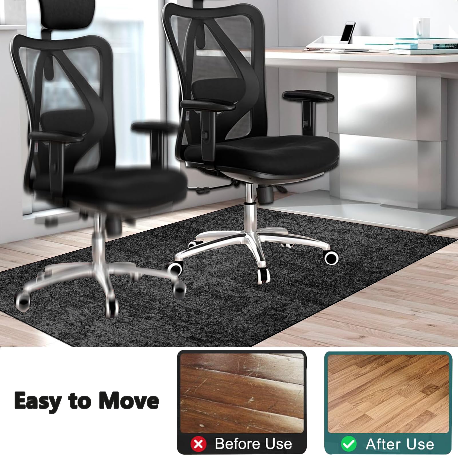 Alfombra Silla Gaming, Protector Suelo Silla Ruedas, Alfombra Protectora para Silla de Oficina Antideslizante Alfombrilla Protectora de Piso Duro, Alfombrilla para Silla de Escritorio 140 x 180 cm