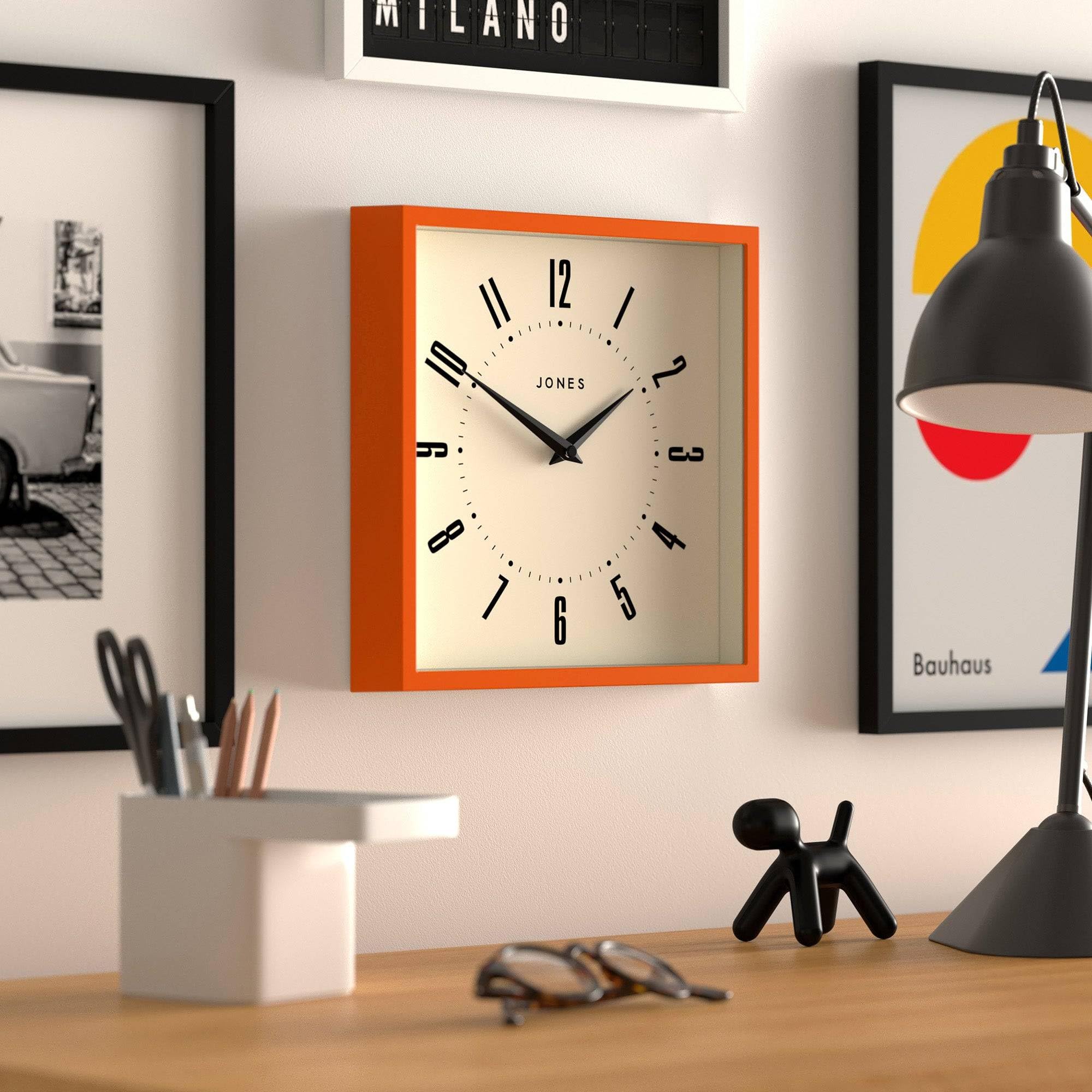 Amazon.com: JONES CLOCKS® Box Wall Clock | Retro Square | 10 inch