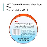 Vista 3 de 3M Cinta de vinilo 764, Uso general, 2 in x 36 yardas, Naranja, 1 rollo, Marcado de piso de tráfico ligero, distanciamiento social, codificación