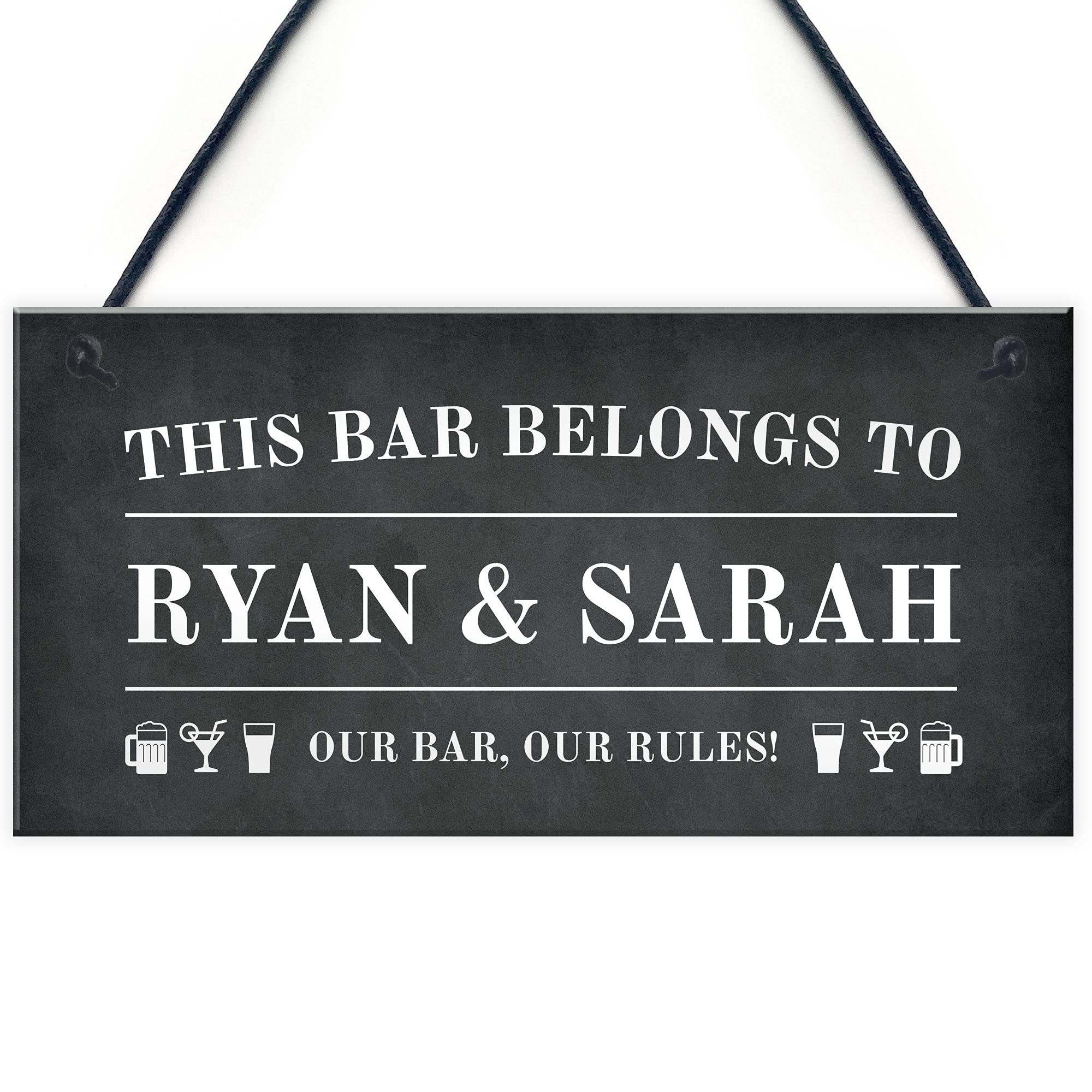 Novelty Home Bar Sign Personalised This Bar Belongs To Pub Man Cave Sign Alcohol Gift
