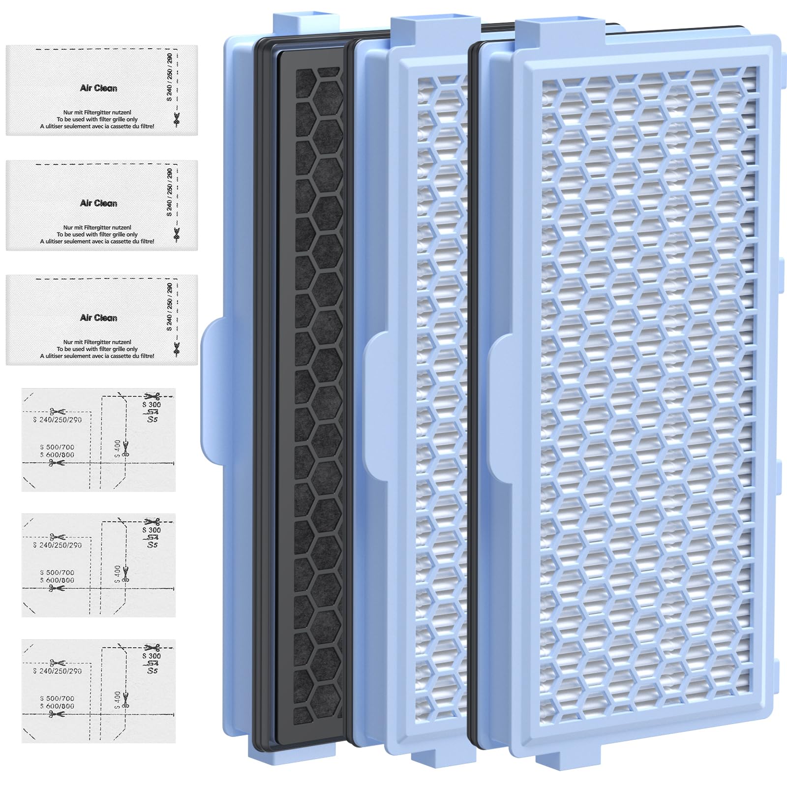 3 Filter für Miele Staubsauger [Compact C1 & C2, Complete C2 & C3, S8340] 3 Motorschutzfilter und 3 Abluftfilter Ersatzfilter Kompatibel mit Miele Staubsaugern S4000, S5000, S6000 & S8000 Series