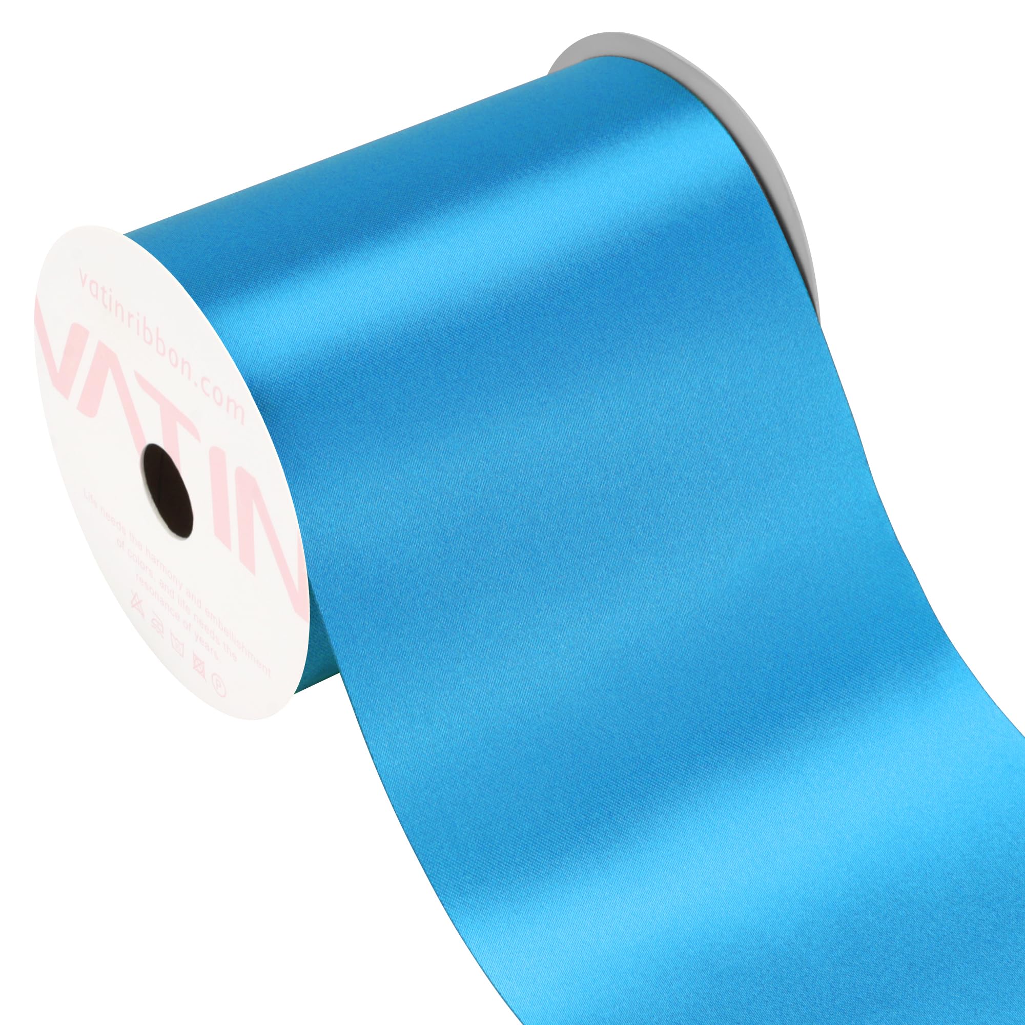 VATIN 4 Inch x 22 Yards Wide Baby Blue Satin Solid Ribbon for Grand Opening, Ceremony, Decoration