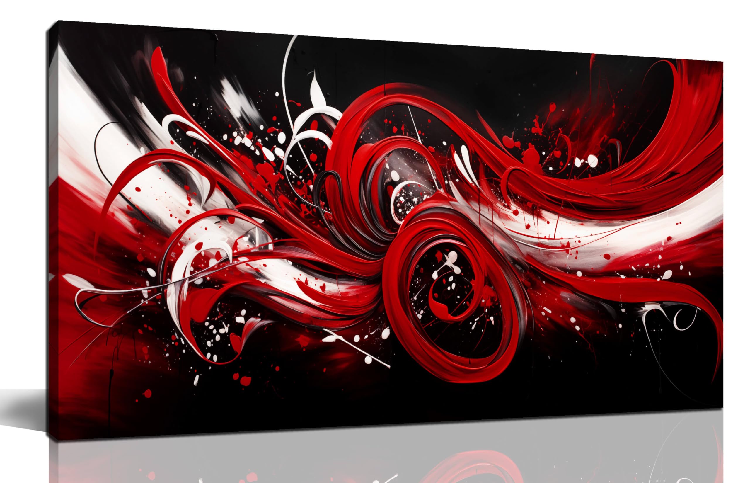 Fuwobriva Large Abstract Canvas Wall Art for Living Room Black White and Red Line Artwork for Office Bedroom Modern Room Abstract Wall Decorations