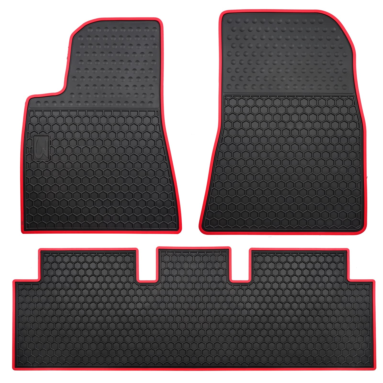 Photo 1 of Car Floor Mats Custom Fit for Tesla Model 3 2017-2023 Black Red stock photo is a reference