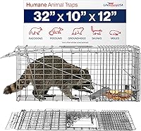 Vista 13 de Trampa humana para gatos callejeros de 24 pulgadas, jaula de animales vivos para gatitos salvajes, zarigüeya, mapache, conejo, armadillo, trampa